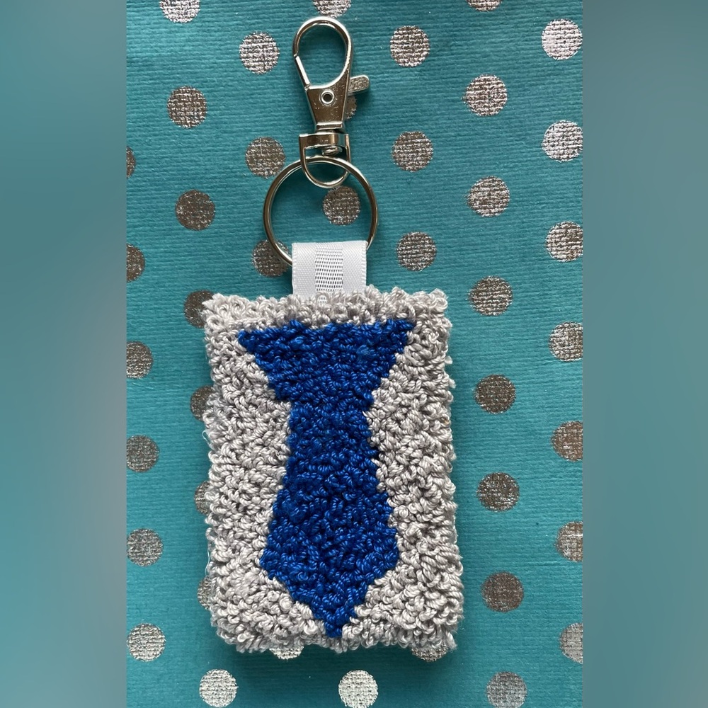 Blue Tie Keychain - Punch Needle Craft